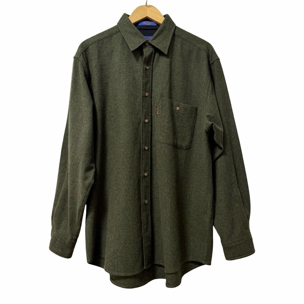 Pendleton Wool Button Up Shirt Mens L Large Elbow Patches Country USA MEXICO